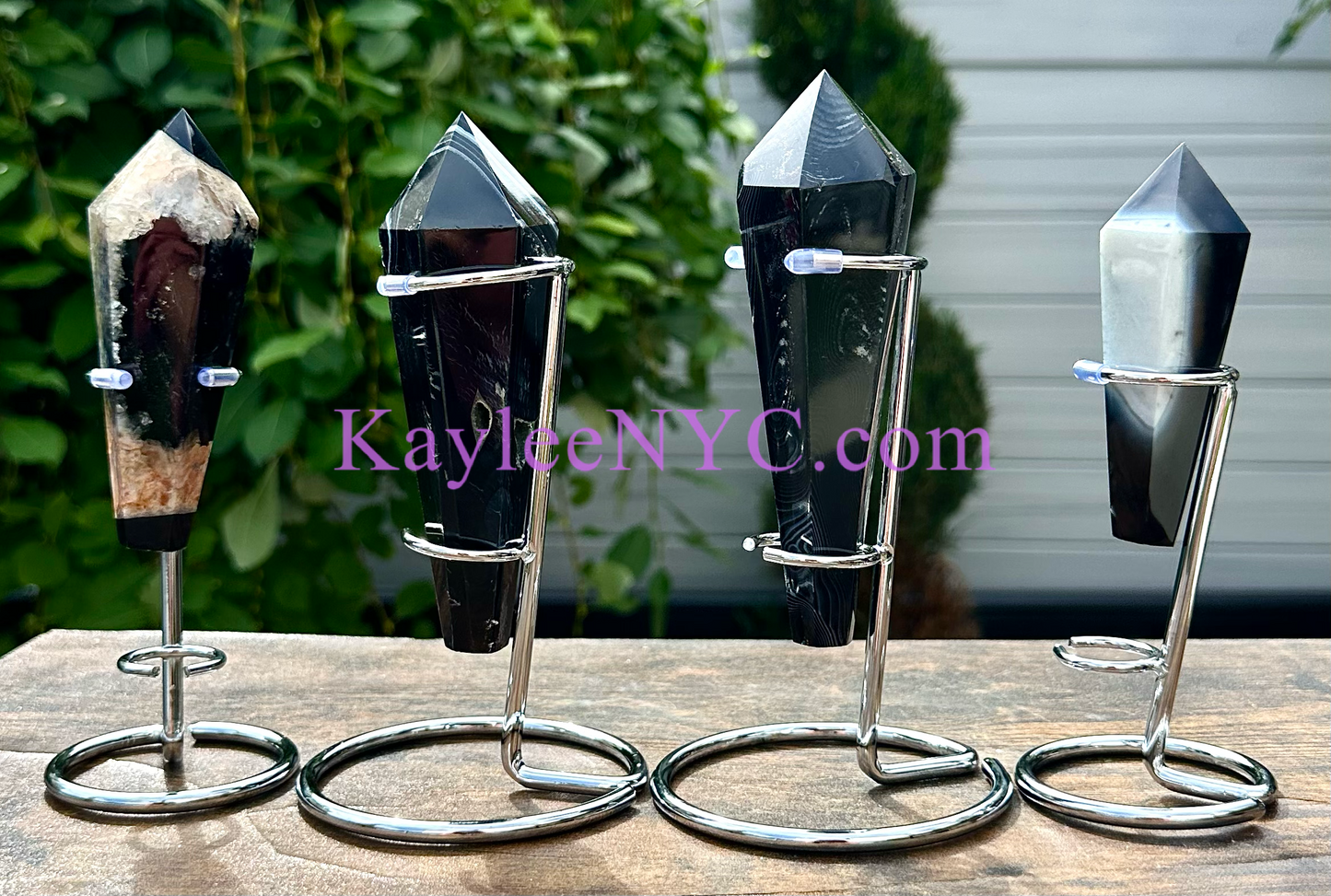 Wholesale Lot 4 pcs Natural Black Onyx Septer w stand Crystal Energy