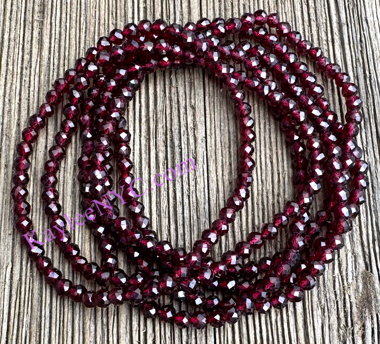 Wholesale Lot 6 Pcs 4mm Faceted Natural Garnet 7.5” Crystal Healing Stretch Bracelet