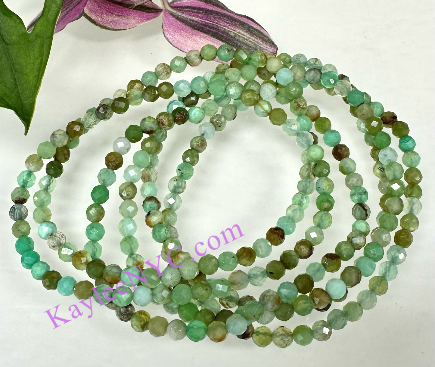 Wholesale Lot 6 Pcs 4mm Faceted Natural Chrysoprase 7.5” Crystal Healing Stretch Bracelet