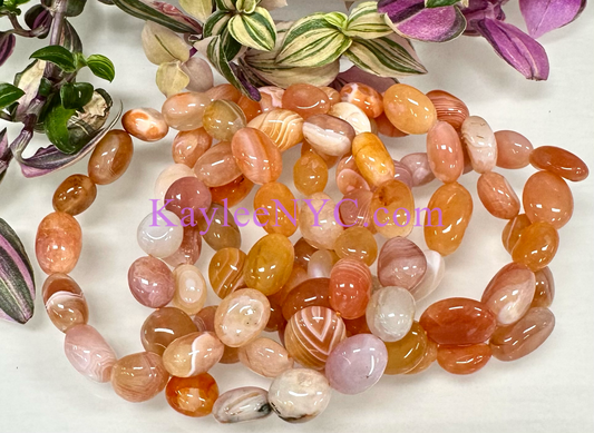 6 Pcs Natural Botswana Agate tumble Stretch Bracelet Crystal Healing Energy