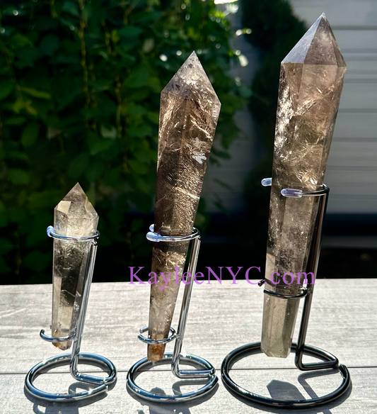 Wholesale Lot 3 pcs Natural Smoky Quartz Septer w stand Crystal Energy