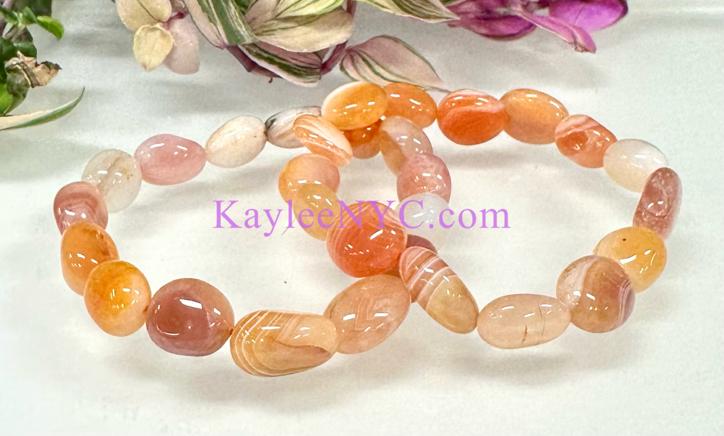 6 Pcs Natural Botswana Agate tumble Stretch Bracelet Crystal Healing Energy