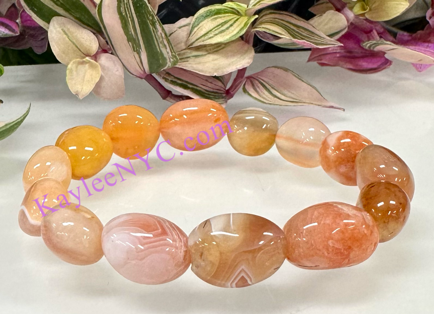 6 Pcs Natural Botswana Agate tumble Stretch Bracelet Crystal Healing Energy