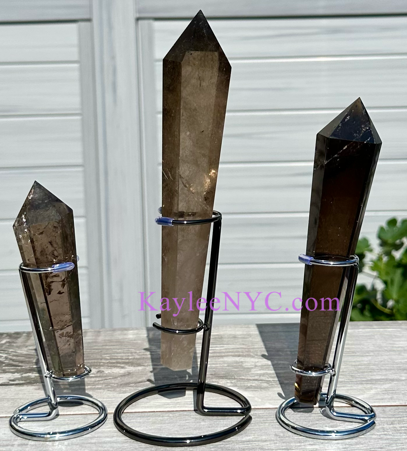 Wholesale Lot 3 pcs Natural Smoky Quartz Septer w stand Crystal Energy