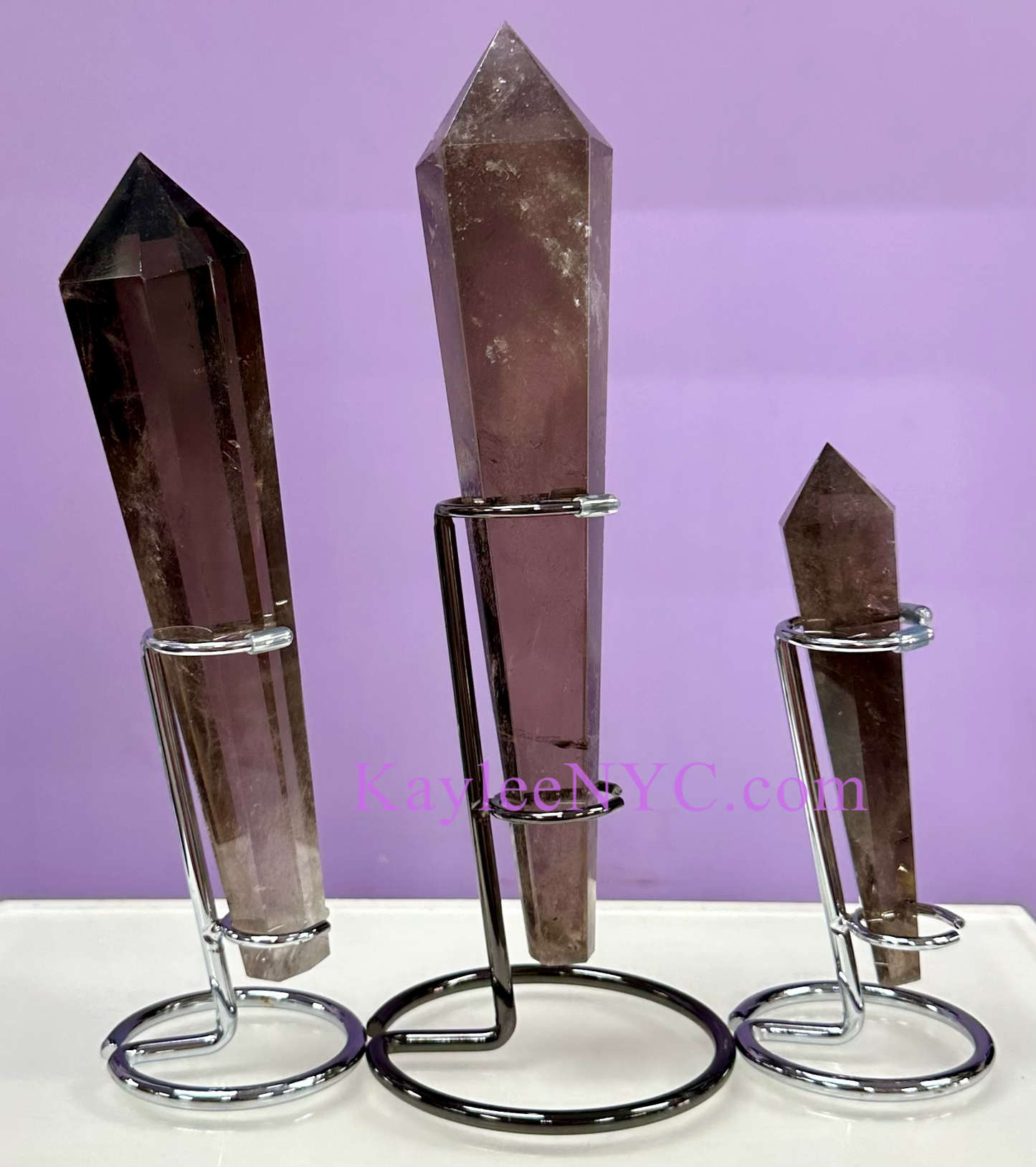 Wholesale Lot 3 pcs Natural Smoky Quartz Septer w stand Crystal Energy