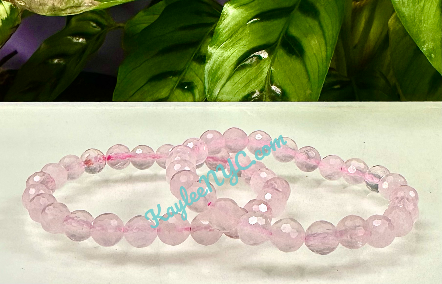 Wholesale 6 Pcs Faceted Natural Rose Quartz 8mm 7.5” Crystal Stretch Bracelet