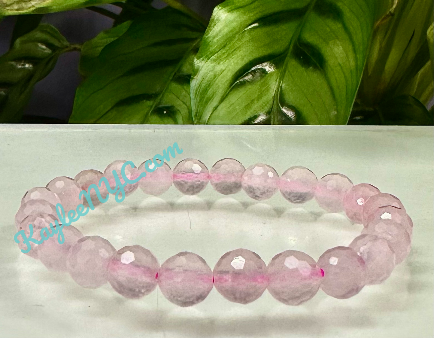 Wholesale 6 Pcs Faceted Natural Rose Quartz 8mm 7.5” Crystal Stretch Bracelet