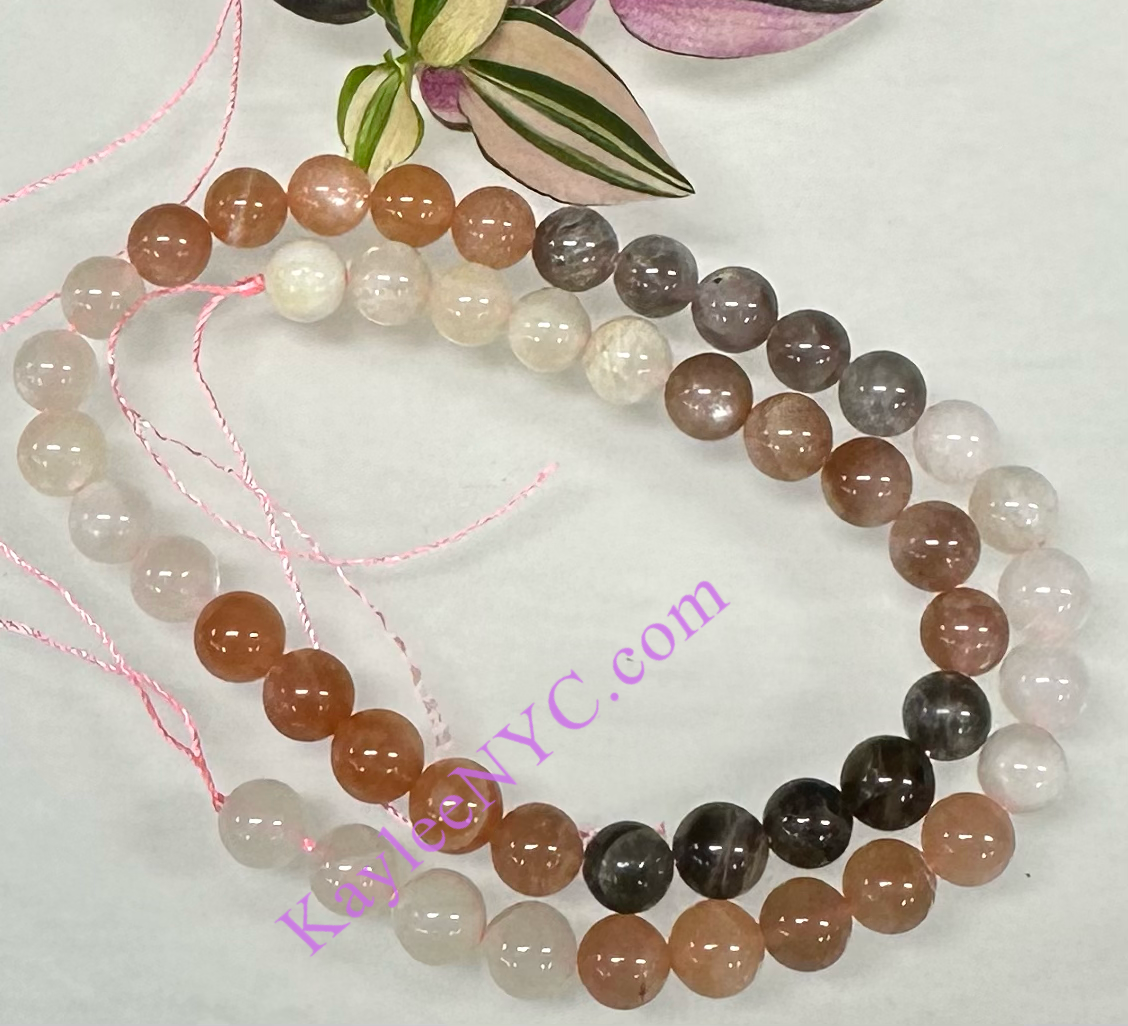 3 strands 8mm Natural Mix Moonstone Beads