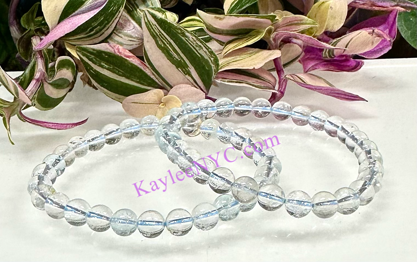 6 PCs 6mm Natural Topaz Stretch Bracelet 7.5”