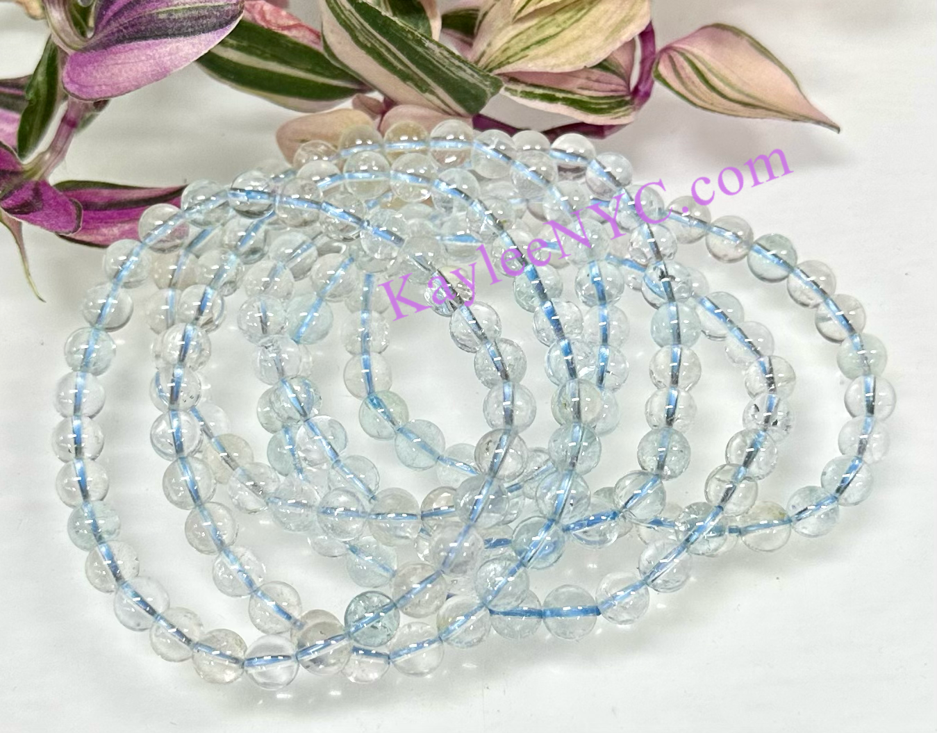 6 PCs 6mm Natural Topaz Stretch Bracelet 7.5”