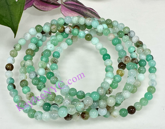 6 PCs 4mm Natural Chrysoprase Stretch Bracelet 7.5”