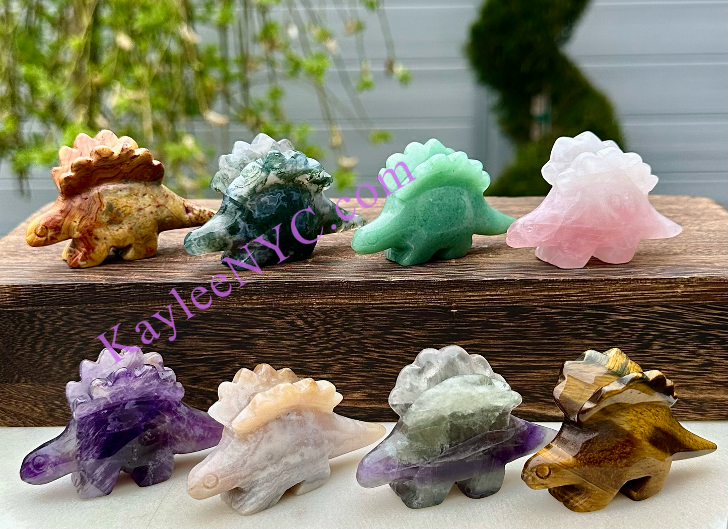 8 PCs 3” Natural Crystal Dinosaurs Carving