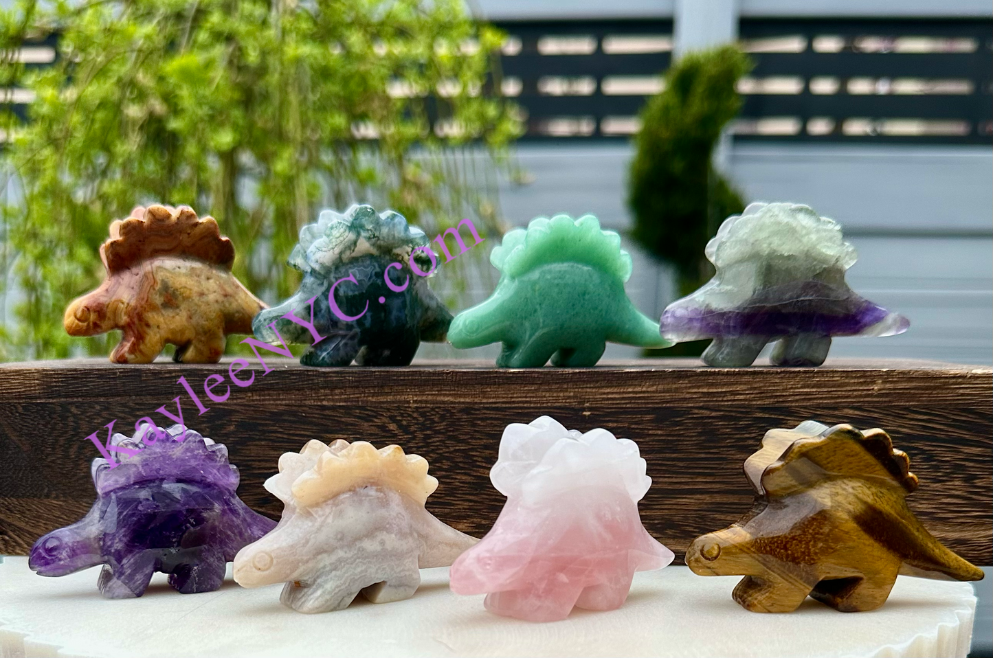 8 PCs 3” Natural Crystal Dinosaurs Carving