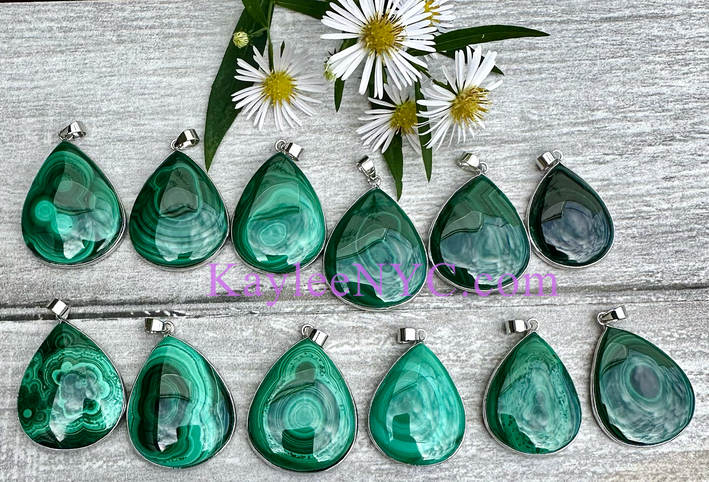 Wholesale Lot 6 Pcs Natural Malachite Pendant Crystals Healing Energy