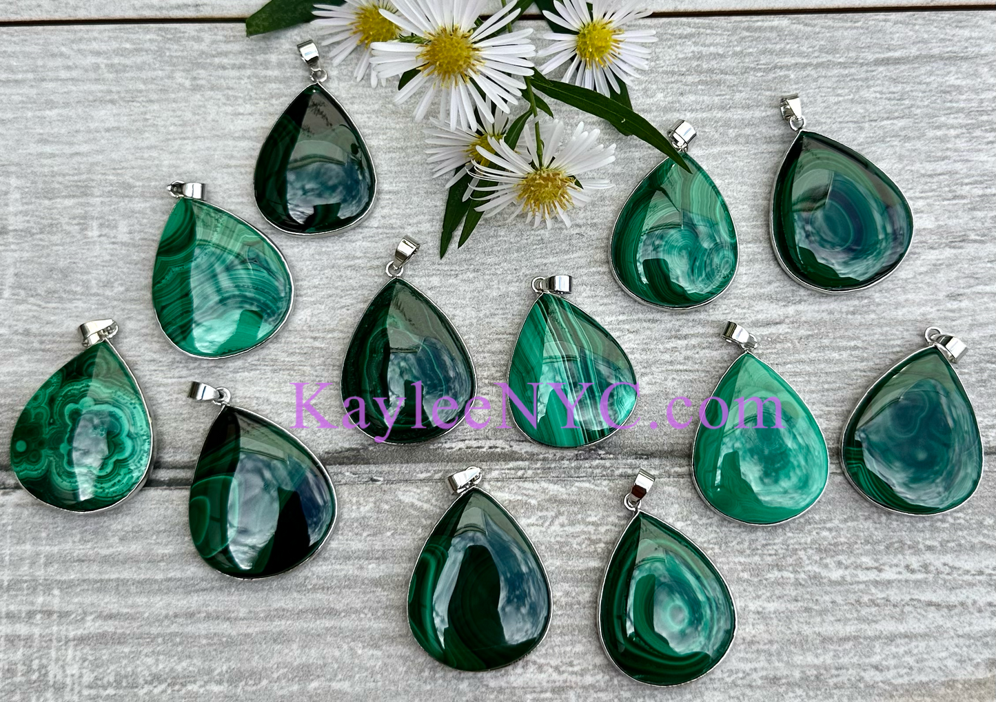 Wholesale Lot 6 Pcs Natural Malachite Pendant Crystals Healing Energy