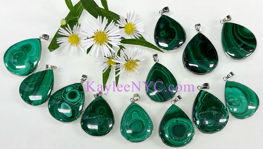 Wholesale Lot 6 Pcs Natural Malachite Pendant Crystals Healing Energy