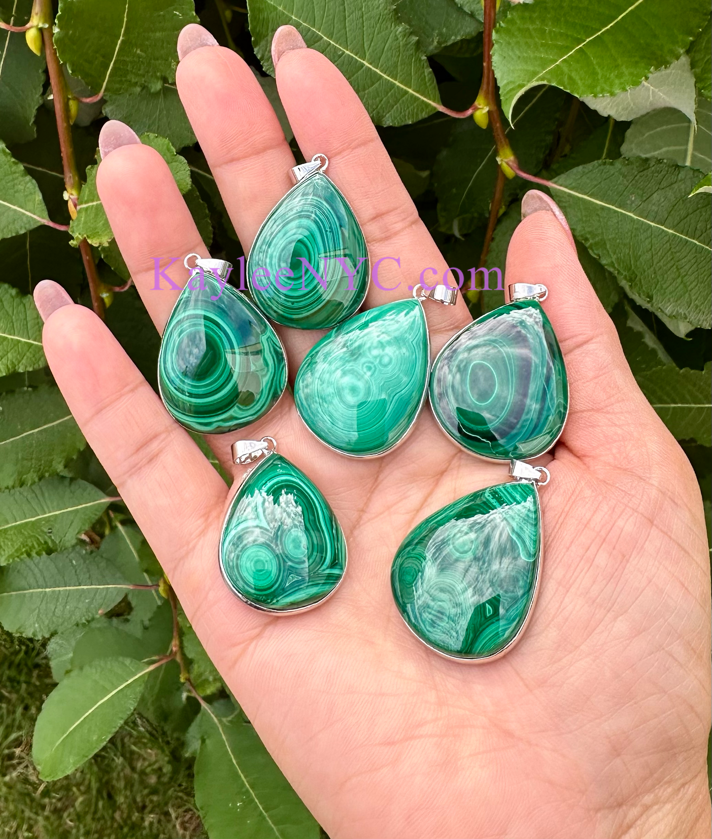 Wholesale Lot 6 Pcs Natural Malachite Pendant Crystals Healing Energy