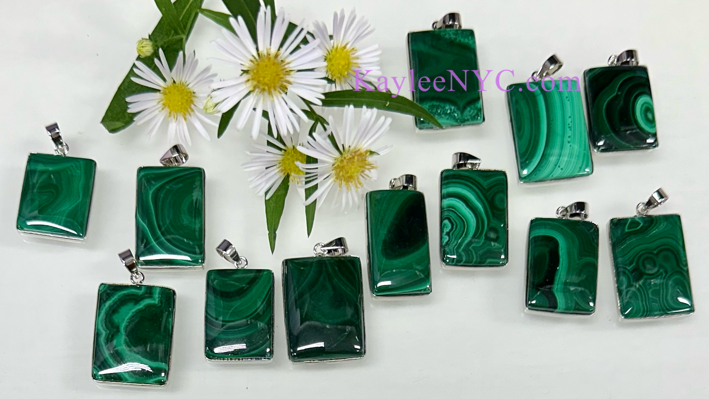 Wholesale Lot 6 Pcs Natural Malachite Pendant Crystals Healing Energy