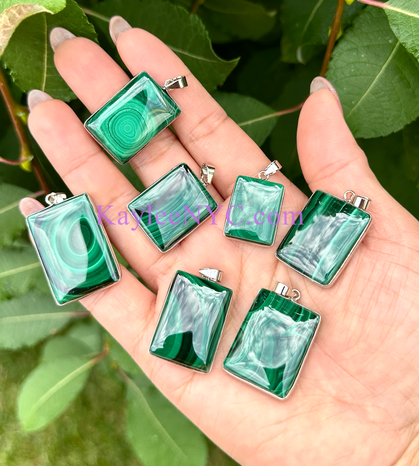 Wholesale Lot 6 Pcs Natural Malachite Pendant Crystals Healing Energy