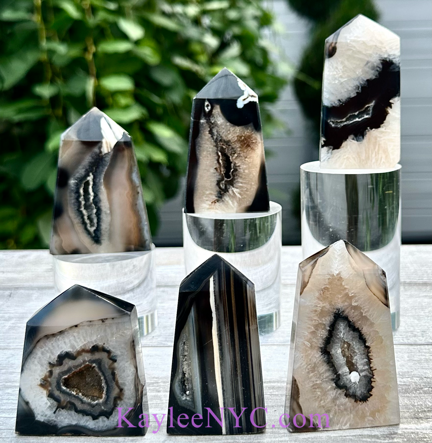 1 lb Natural Black Onyx Obelisk Tower Crystals Healing Energy