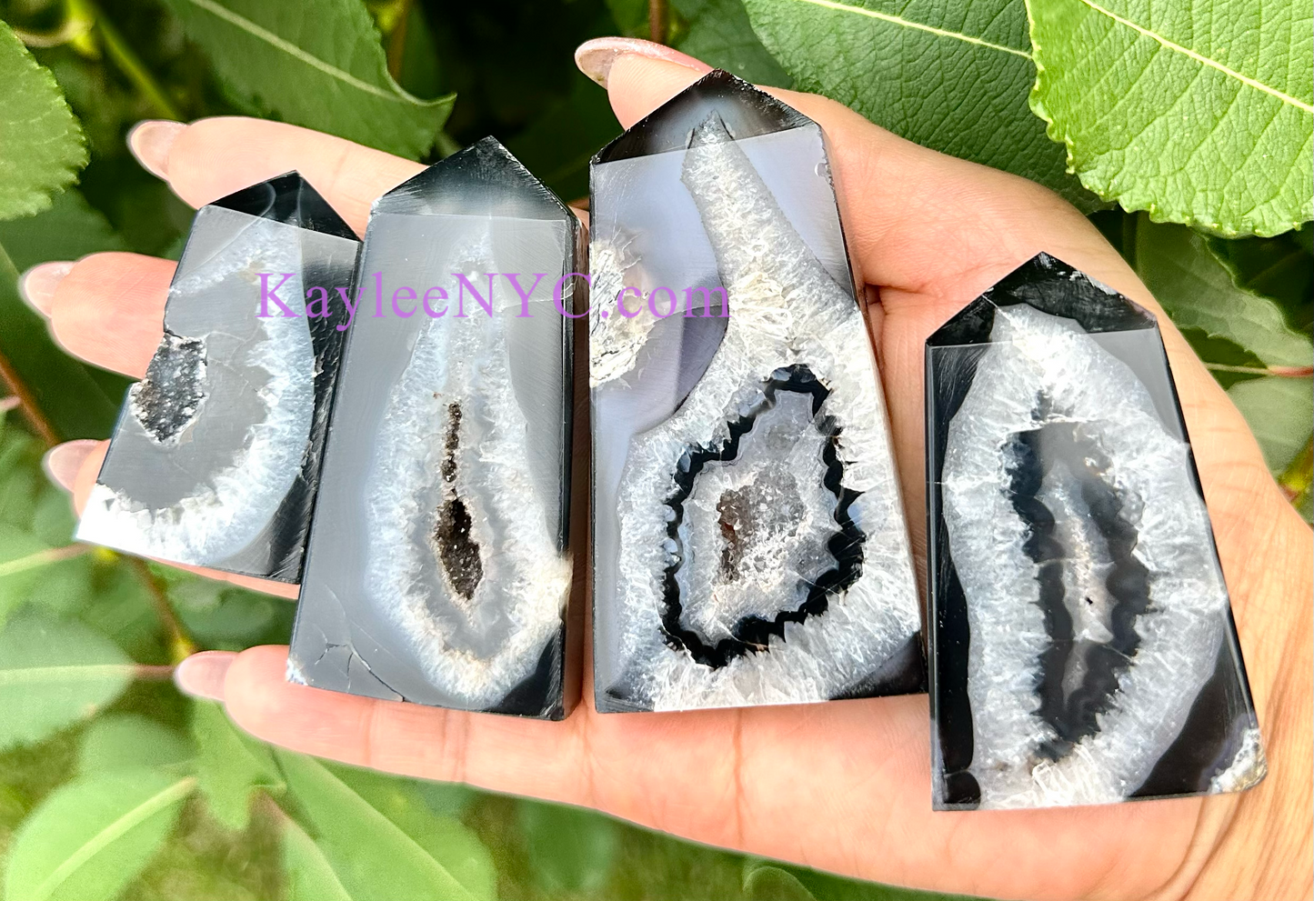 1 lb Natural Black Onyx Obelisk Tower Crystals Healing Energy