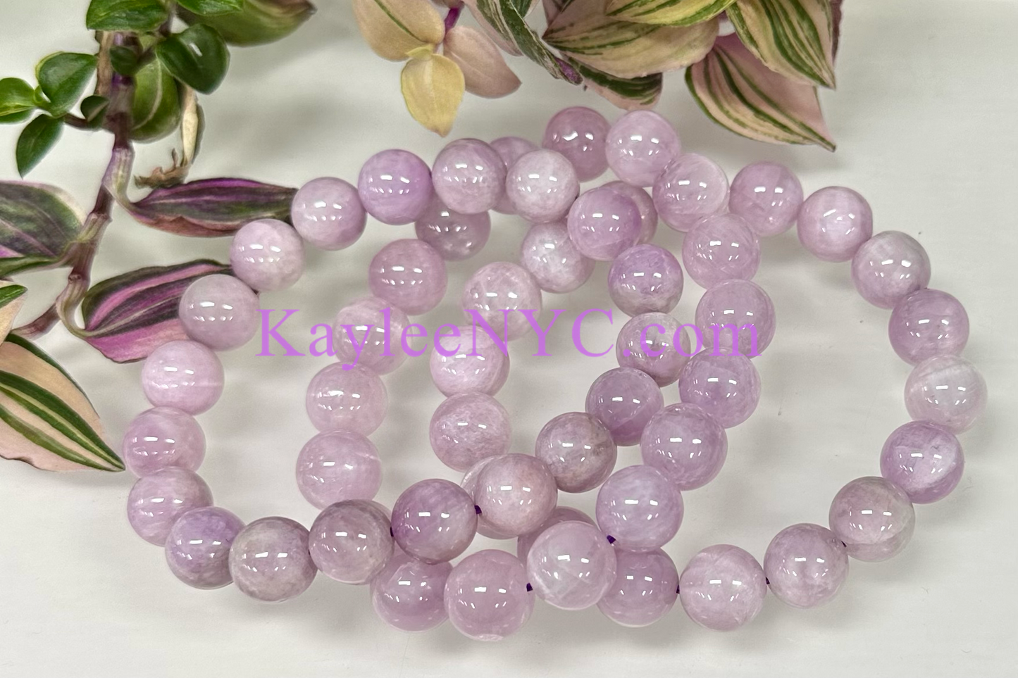 3 PCs 10-11.5mm Natural Kunzite Stretch Bracelet 8”