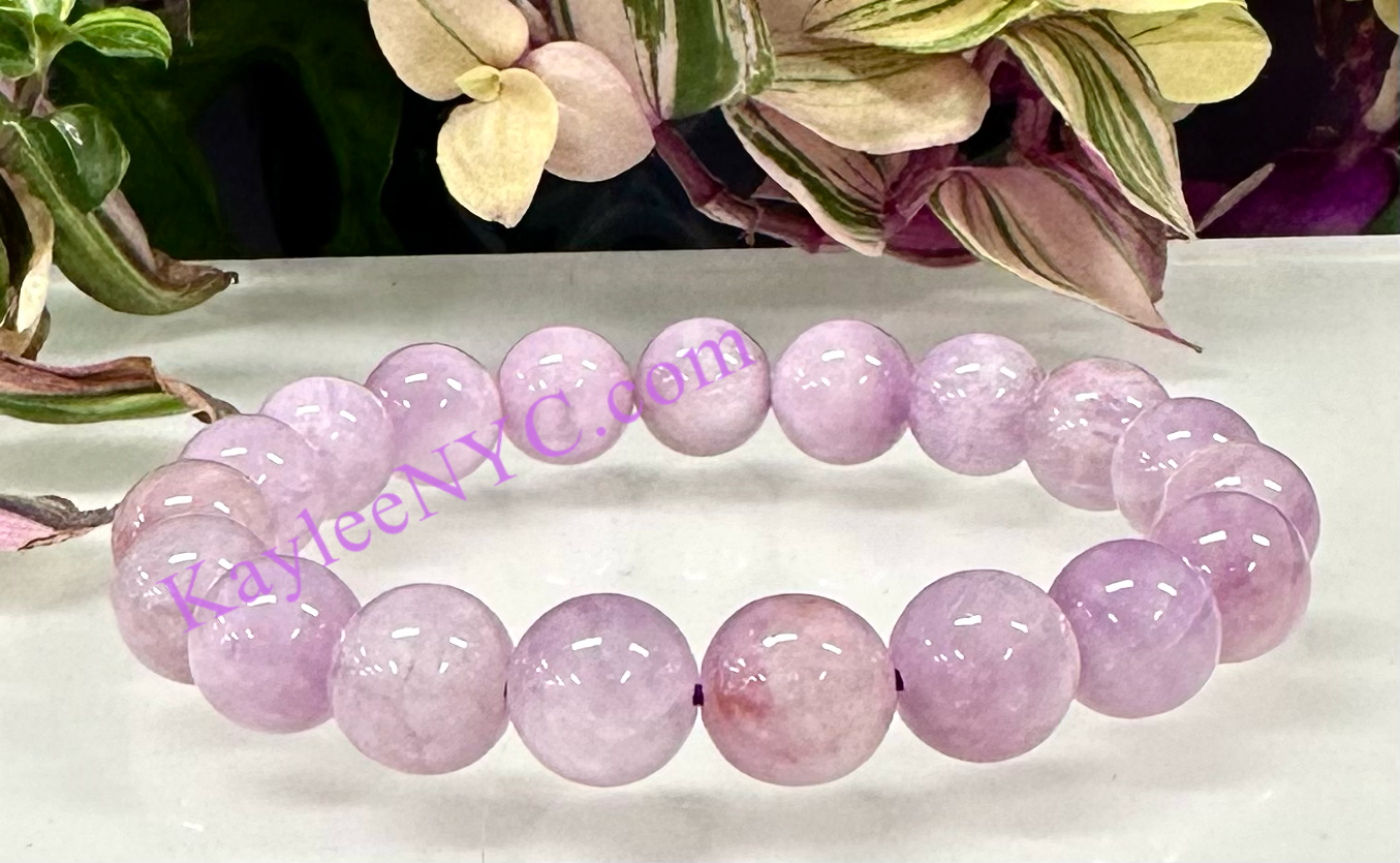 3 PCs 10-11.5mm Natural Kunzite Stretch Bracelet 8”