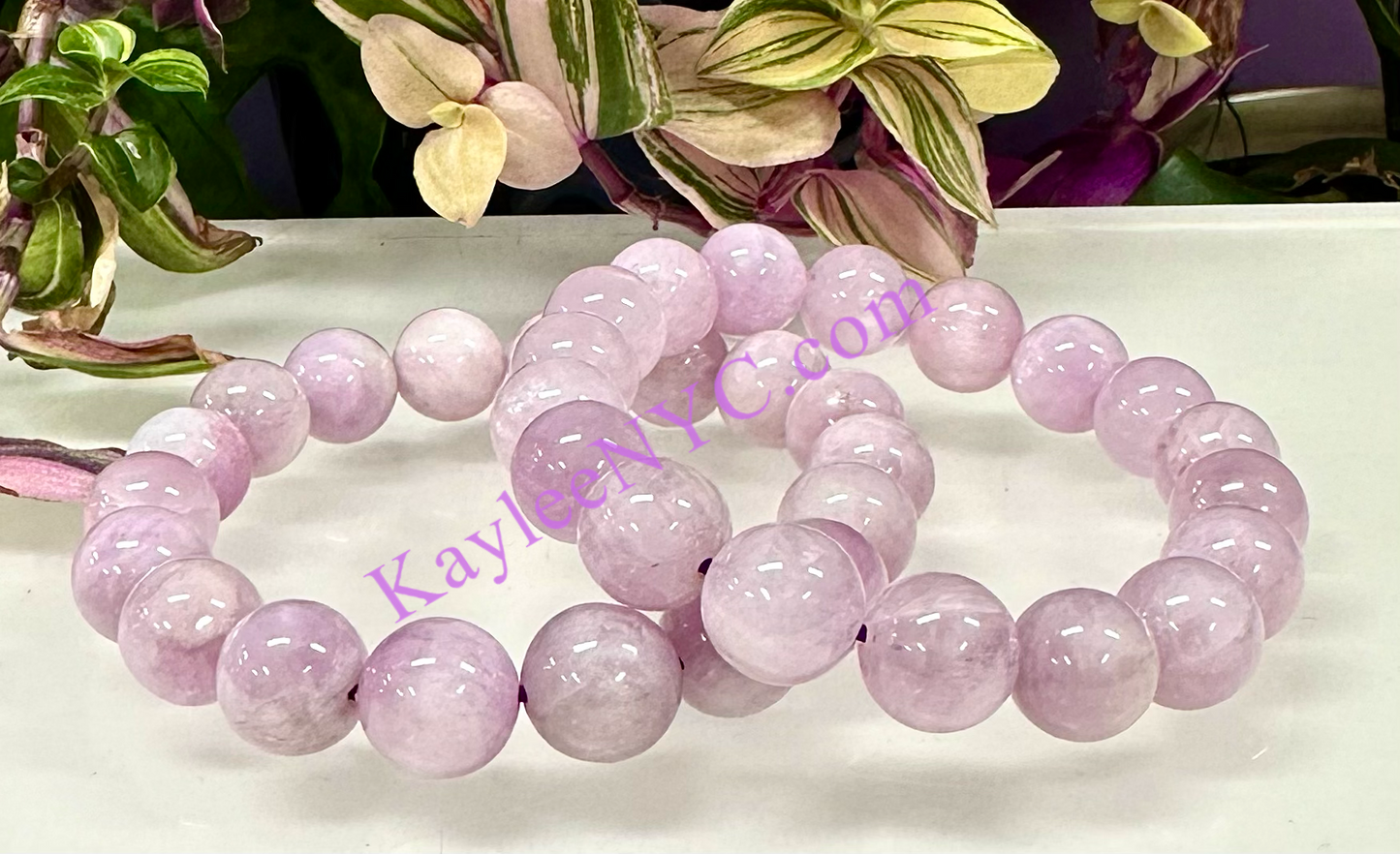 3 PCs 10-11.5mm Natural Kunzite Stretch Bracelet 8”