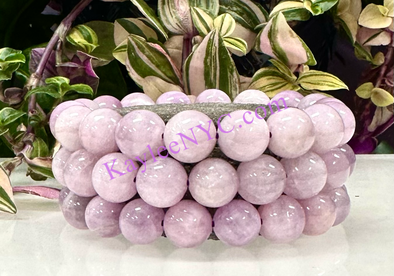 3 PCs 10-11.5mm Natural Kunzite Stretch Bracelet 8”