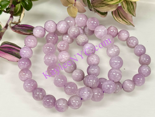 3 PCs 10-11.5mm Natural Kunzite Stretch Bracelet 8”