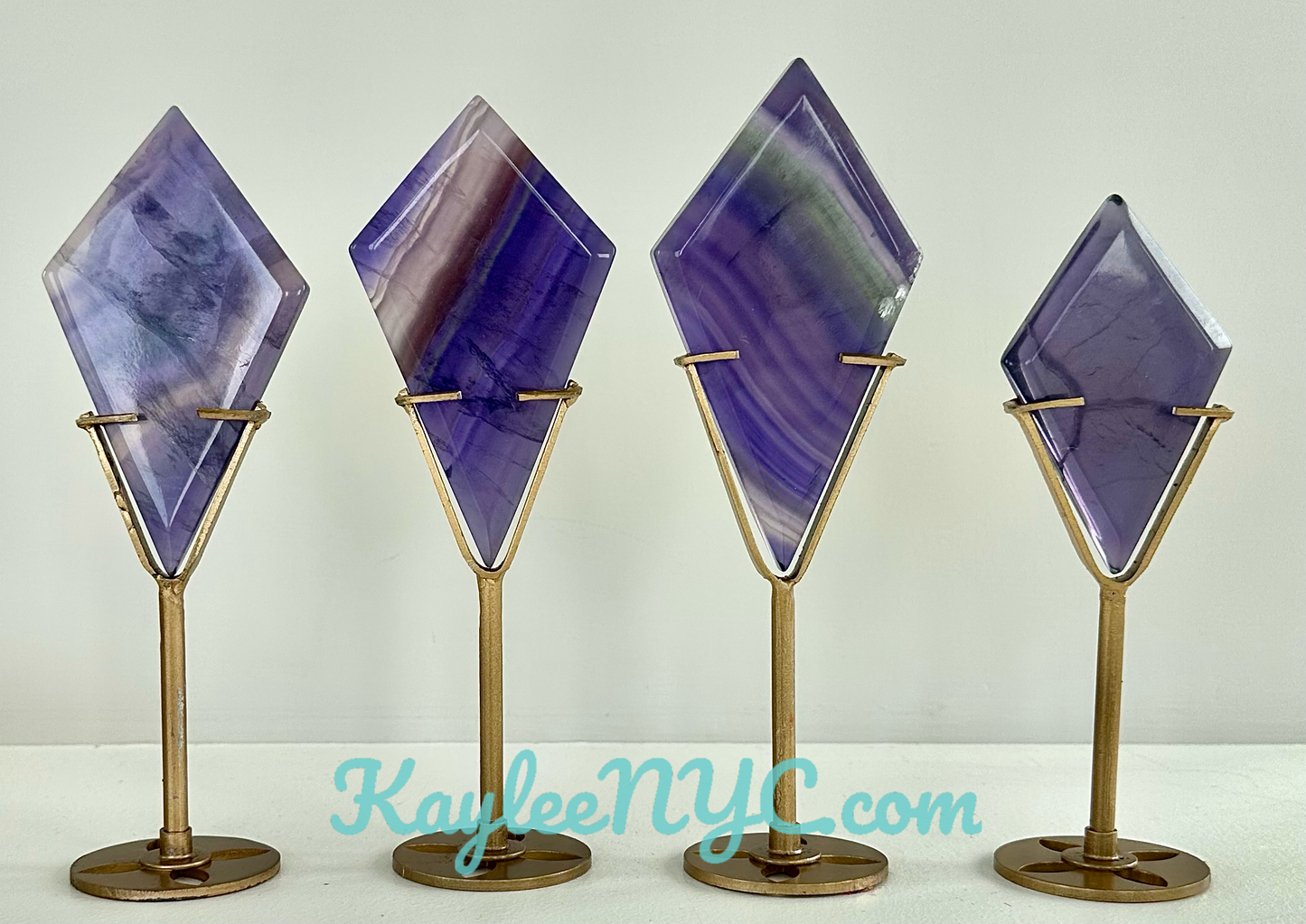 Wholesale Lot 4 PCs Natural Fluorite Diamond w/stand Healing Energy