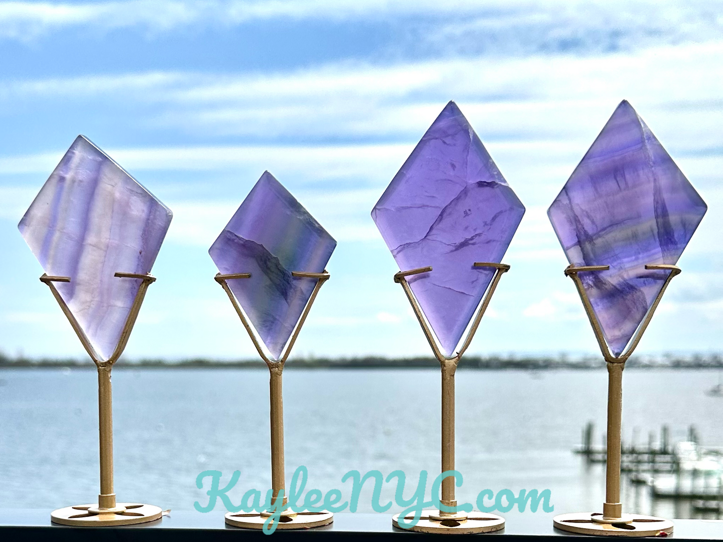 Wholesale Lot 4 PCs Natural Fluorite Diamond w/stand Healing Energy