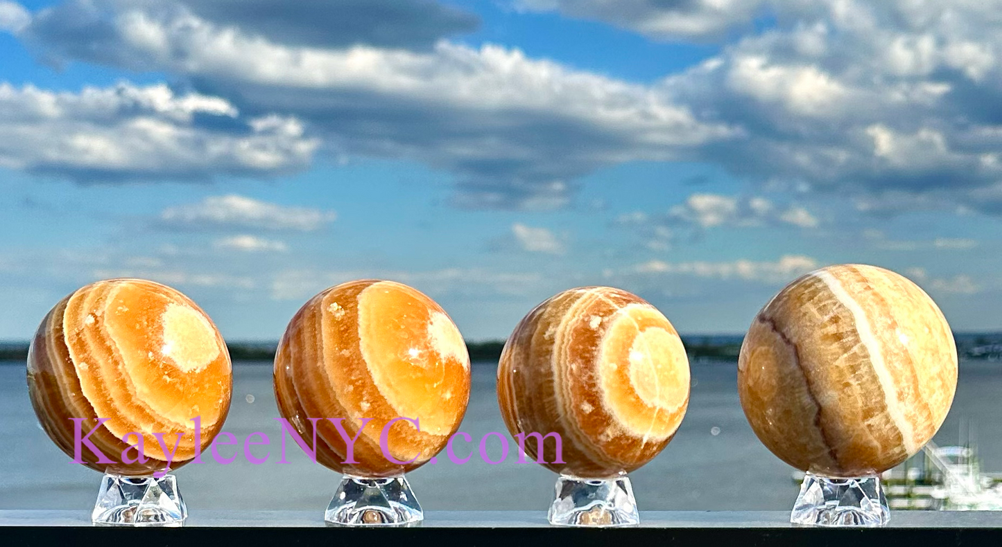 Wholesale Lot 4 Pcs Natural Orange Calcite Spheres Crystal Ball