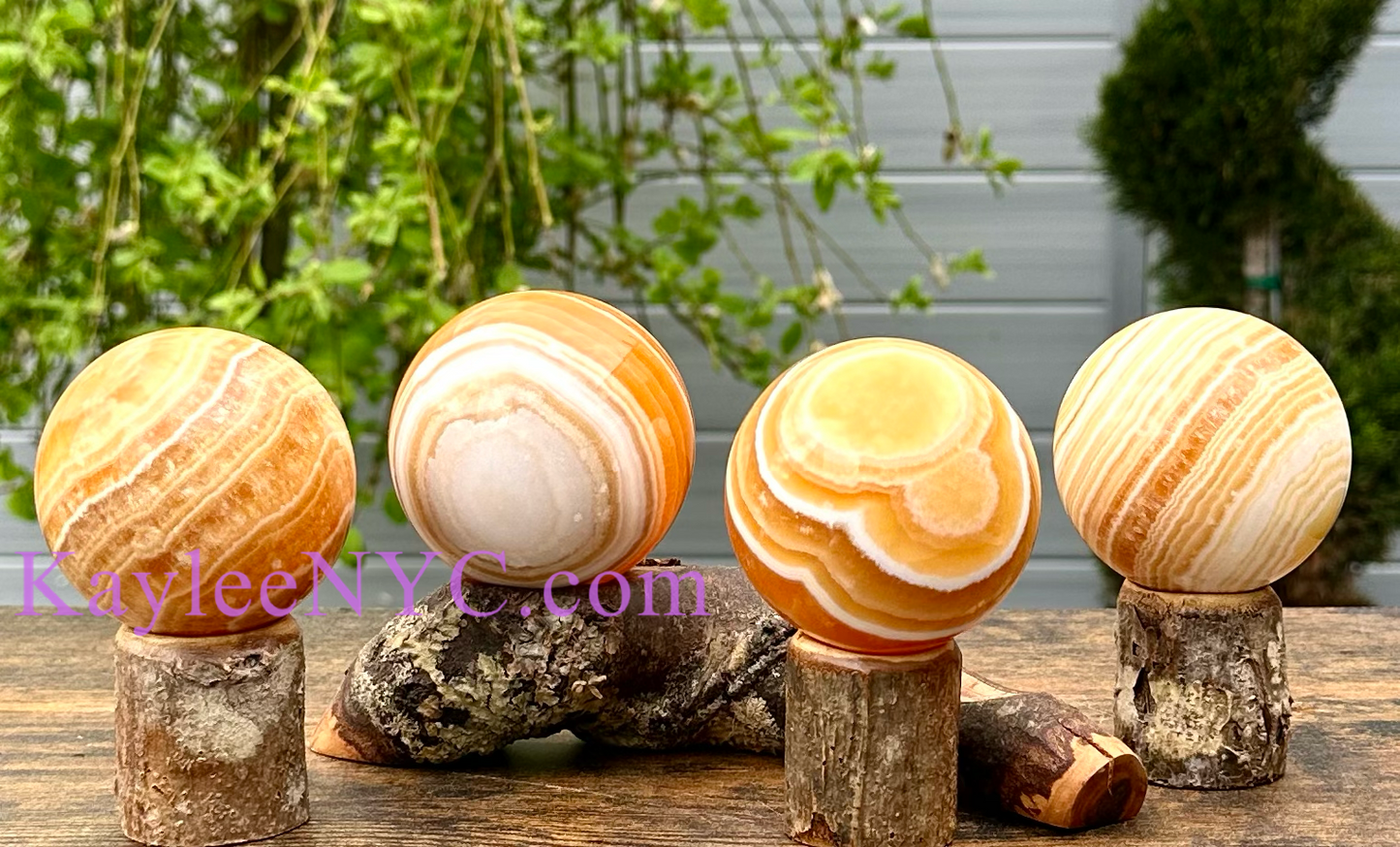 Wholesale Lot 4 Pcs Natural Orange Calcite Spheres Crystal Ball