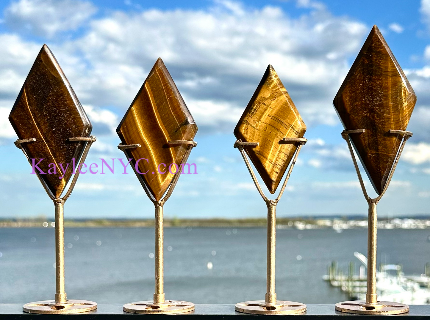 Wholesale Lot 4 PCs Natural Tiger Eye Diamond w/stand Healing Energy