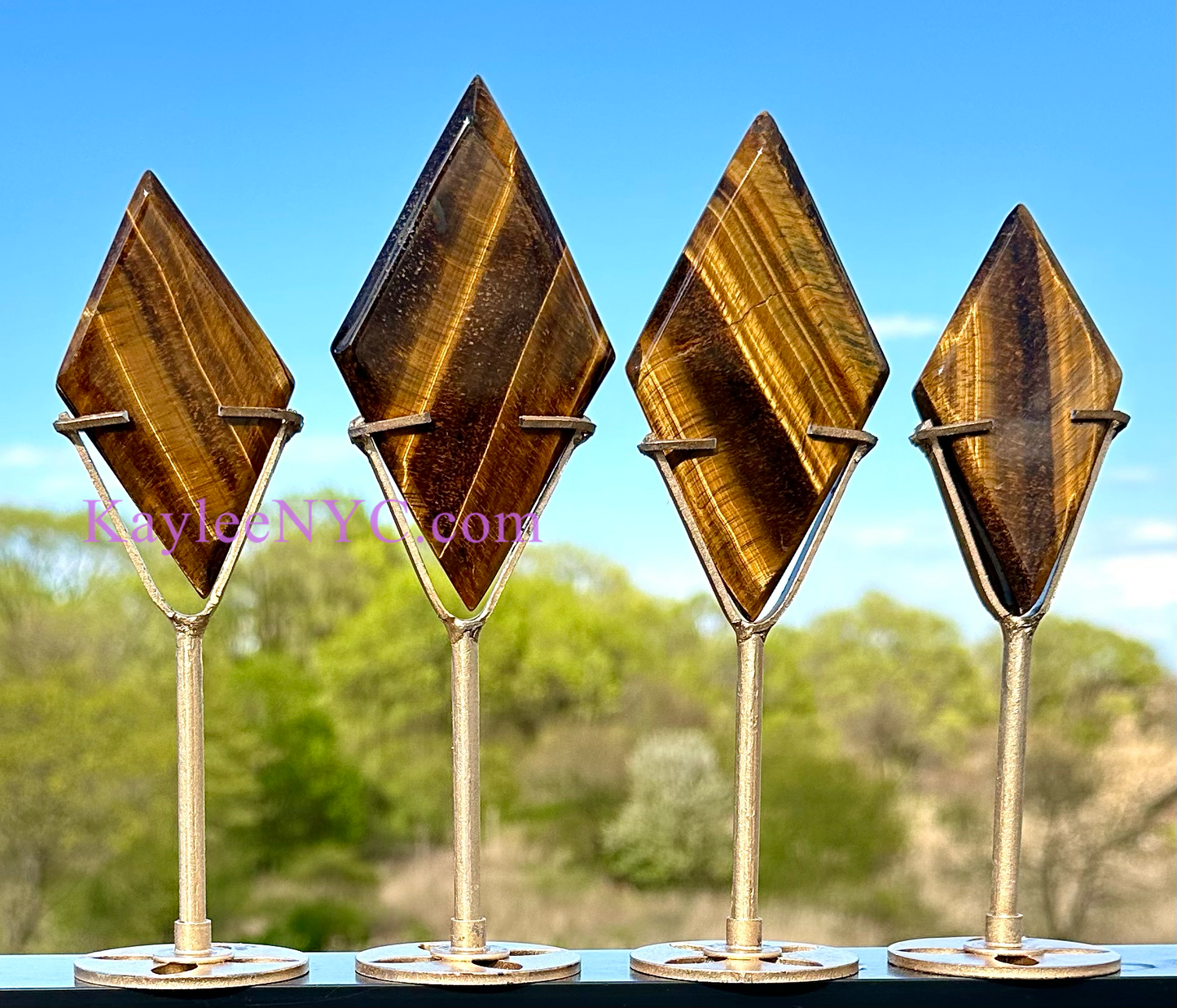 Wholesale Lot 4 PCs Natural Tiger Eye Diamond w/stand Healing Energy