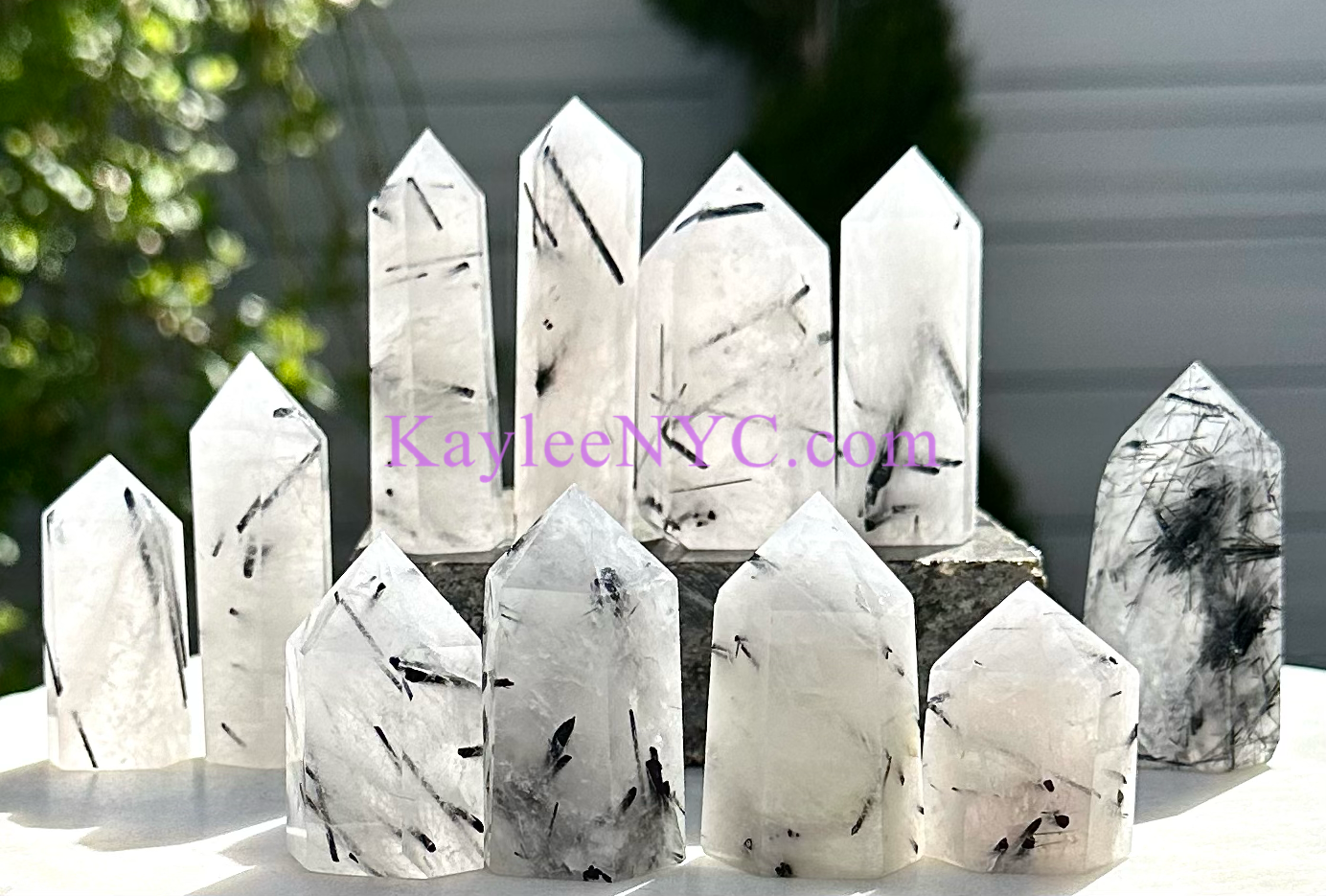 Wholesale Lot 1 Lb Natural Tourmalinated Quartz Obelisk Tower Point Crystal Healing