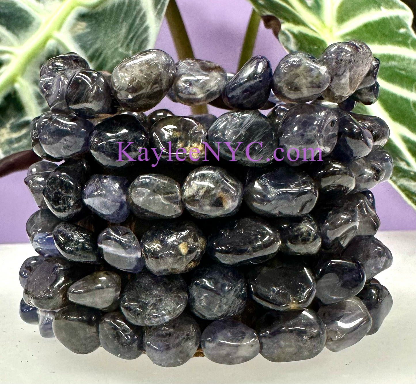 Wholesale 6 Pcs ~8mm 7.5” Natural Iolite tumble Stretch Bracelet Crystal Healing Energy