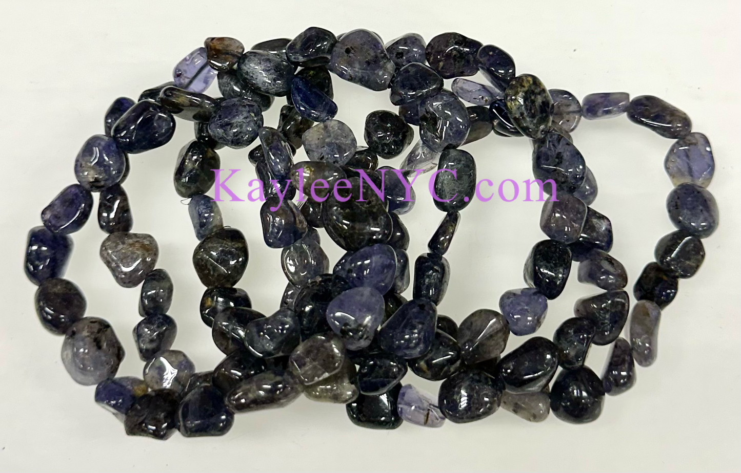 Wholesale 6 Pcs ~8mm 7.5” Natural Iolite tumble Stretch Bracelet Crystal Healing Energy