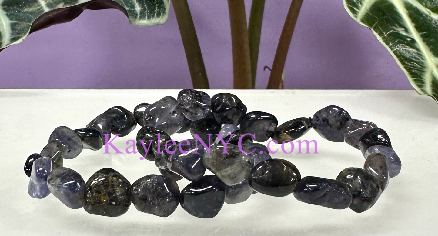 Wholesale 6 Pcs ~8mm 7.5” Natural Iolite tumble Stretch Bracelet Crystal Healing Energy