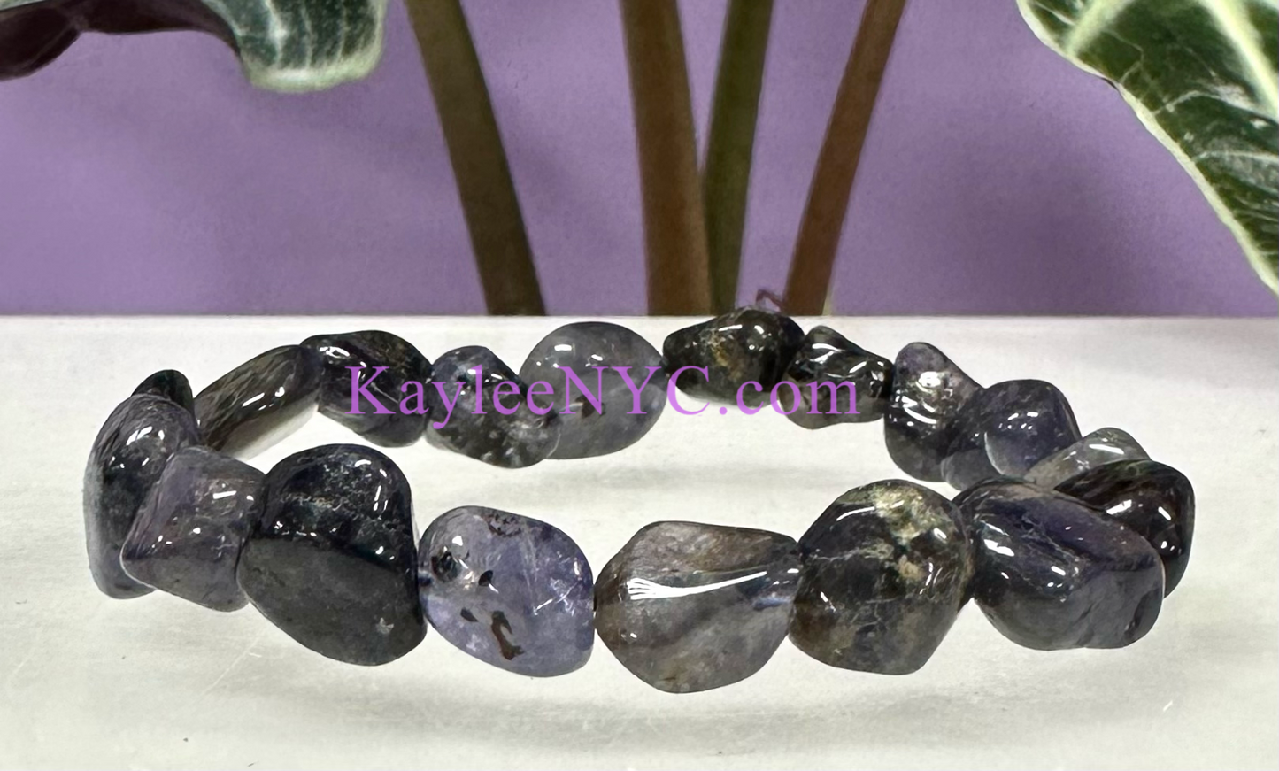 Wholesale 6 Pcs ~8mm 7.5” Natural Iolite tumble Stretch Bracelet Crystal Healing Energy