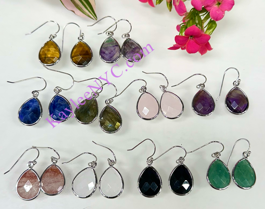 MWholesale Lot 10 Pairs Natural Crystal Sterling Silver(925) Dangling Earring