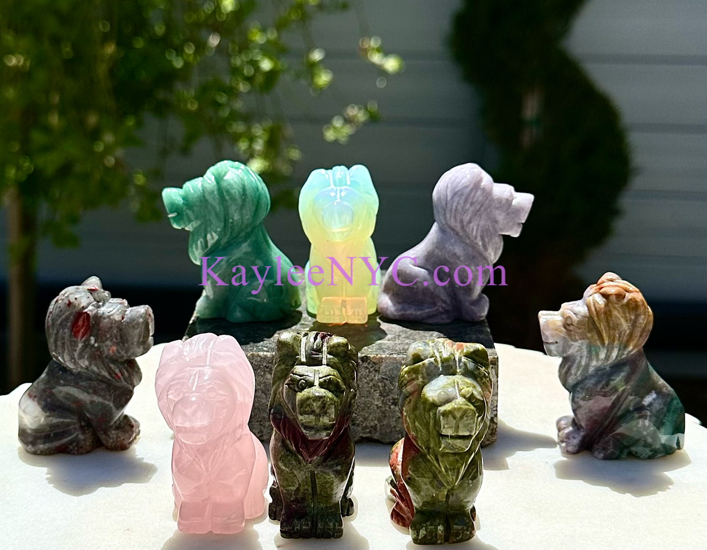 8 PCs 2” Mix Natural Crystal Lions