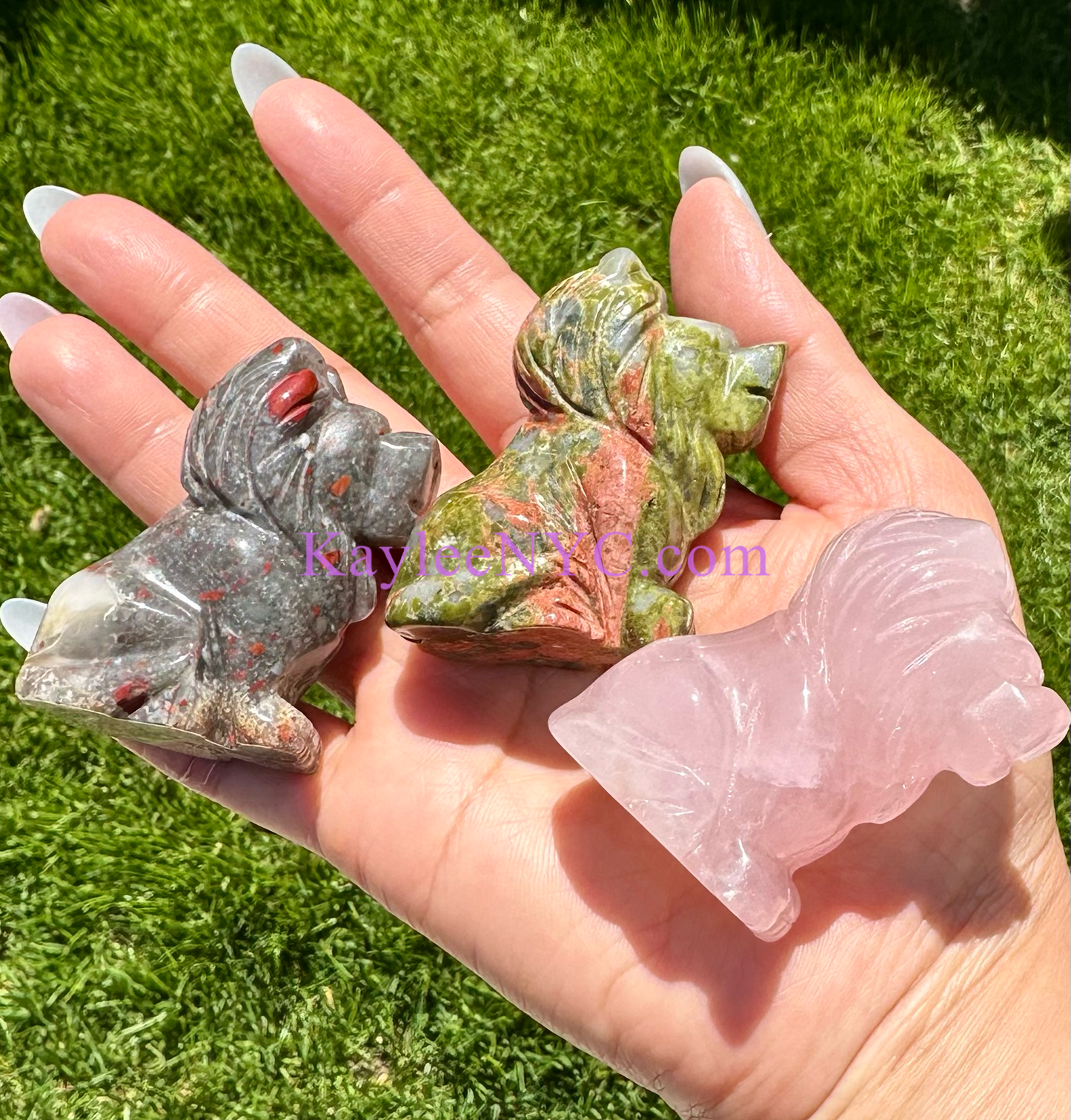 8 PCs 2” Mix Natural Crystal Lions