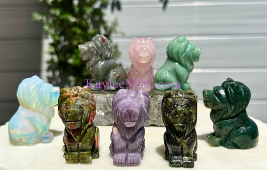 8 PCs 2” Mix Natural Crystal Lions