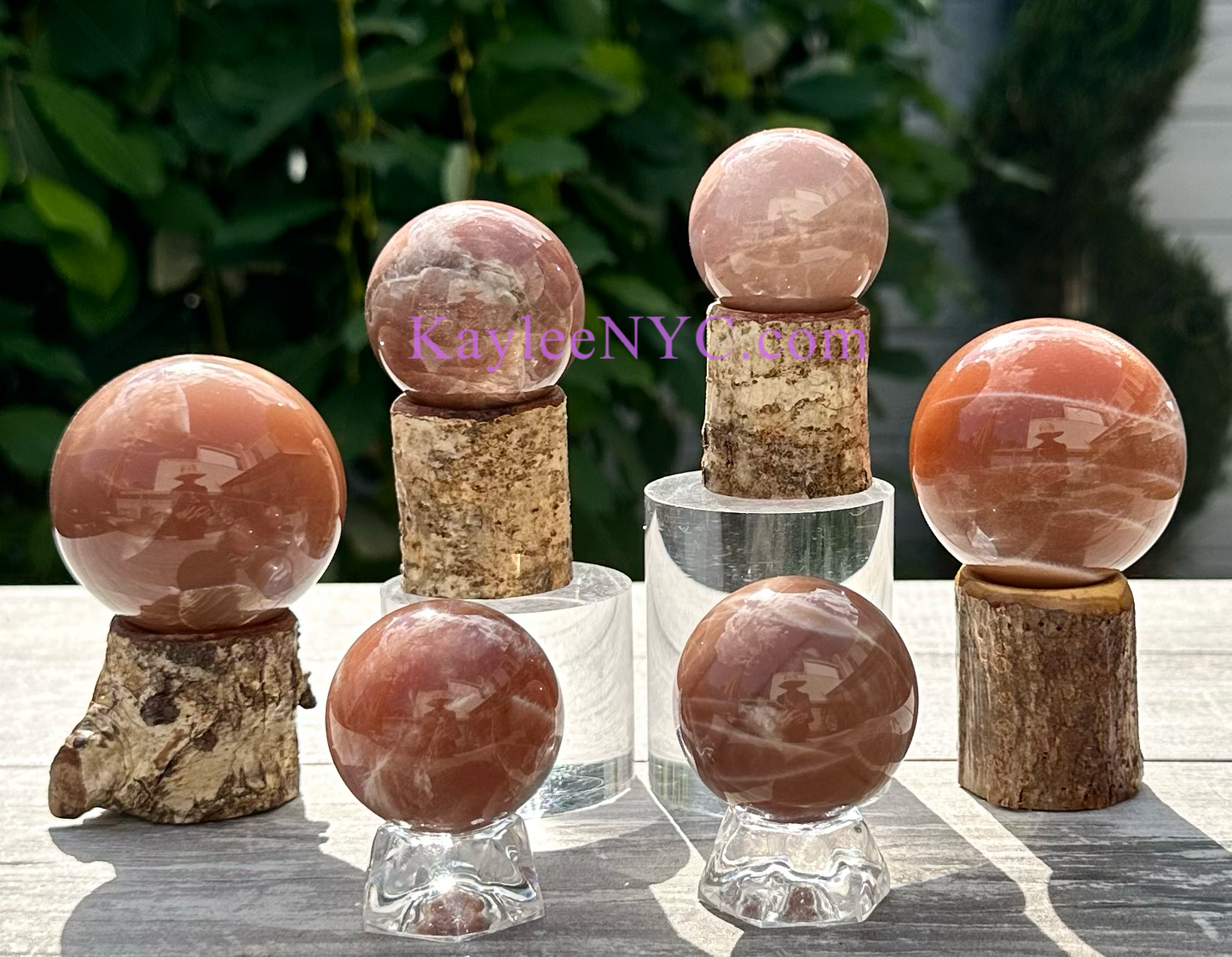 7 PCs Natural Sunstone Moonstone Sphere