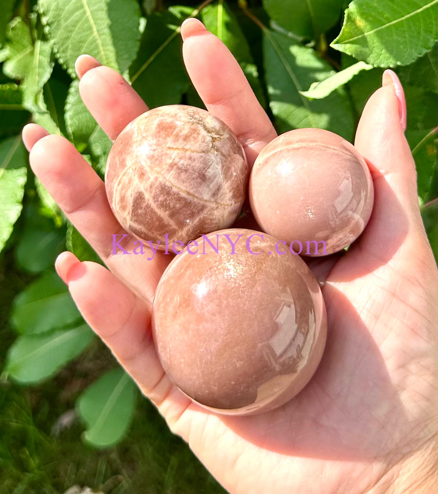 7 PCs Natural Sunstone Moonstone Sphere