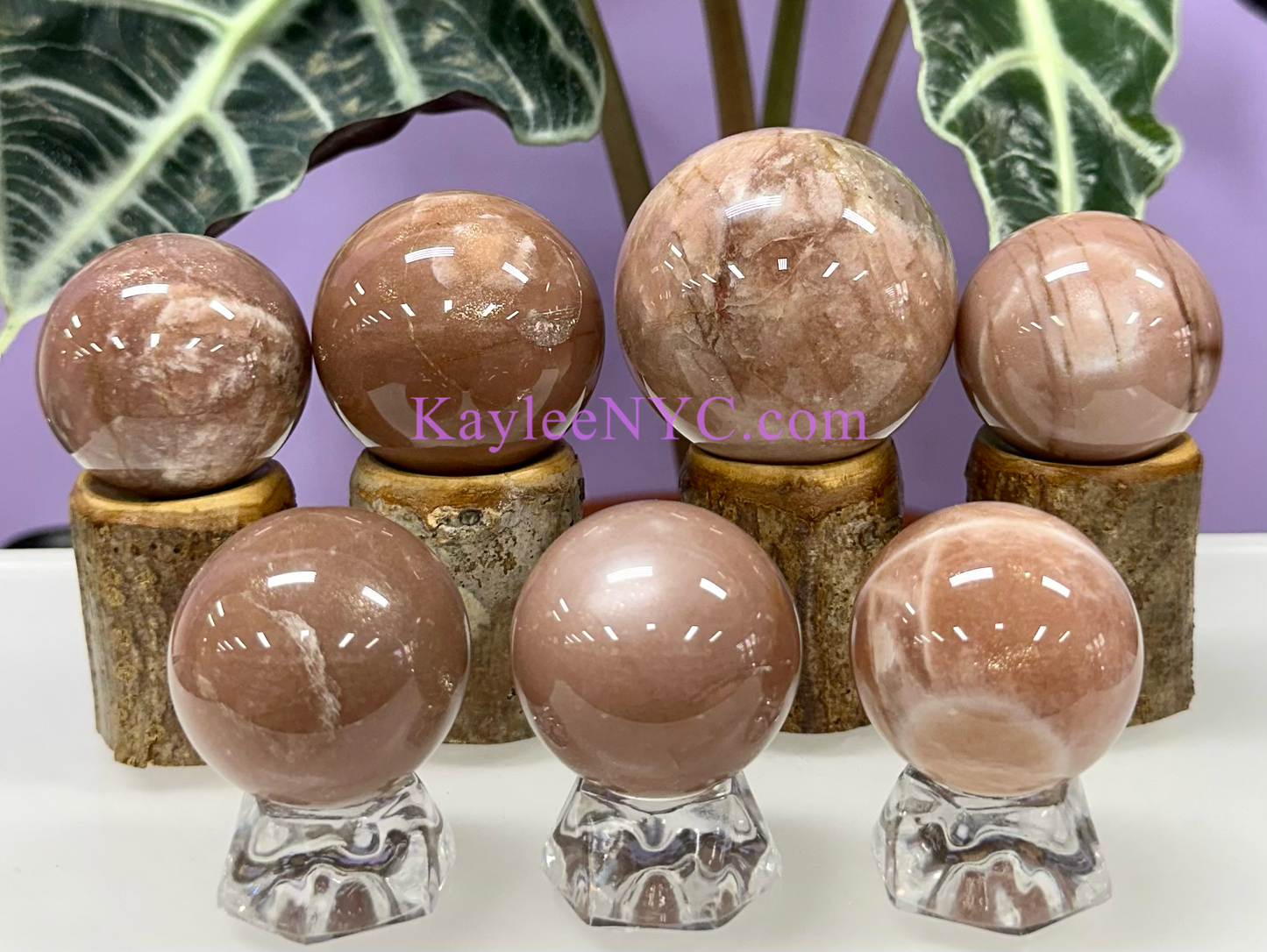 7 PCs Natural Sunstone Moonstone Sphere