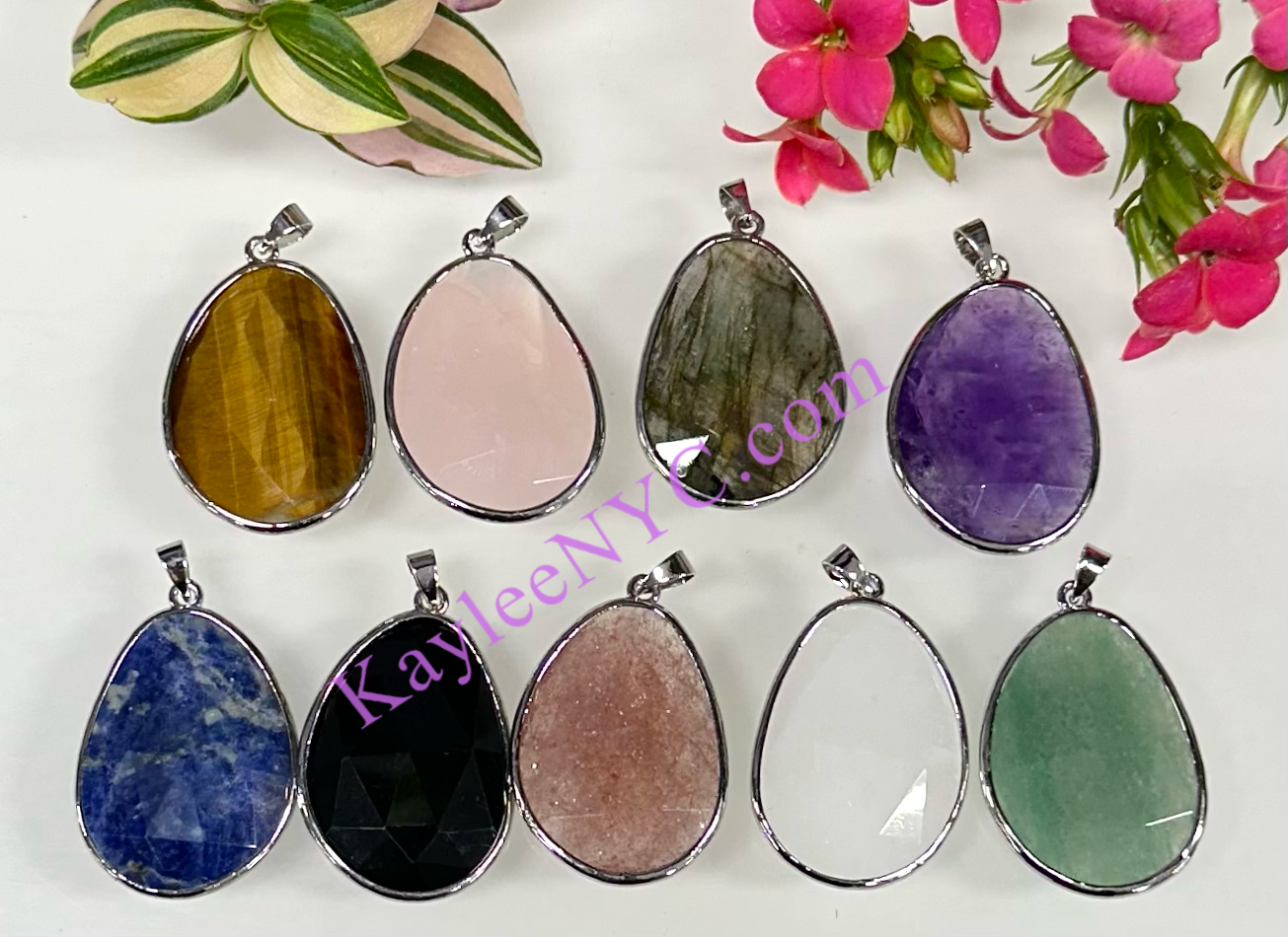 Wholesale Lot 9 Pcs Natural Crystal Pendant Healing Energy