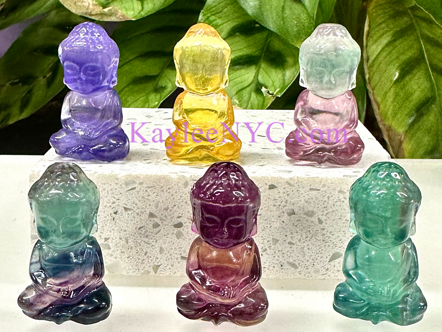 6 PCs 4cm Natural Candy Fluorite Guanyin Crystal